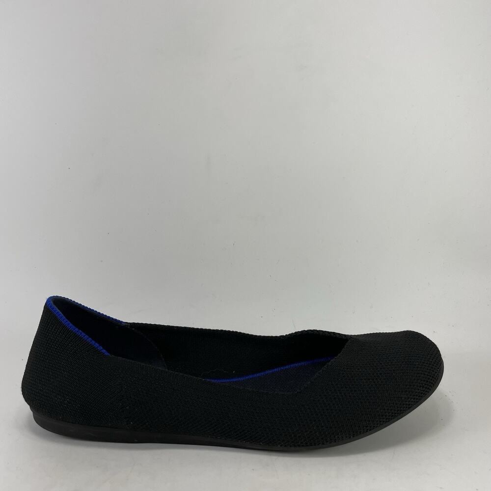Rothys The Flat Womens Size 7 Black Solid Knit Ballet Shoes Workwear Slip On